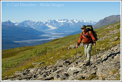 Backpacking near the Copper River, Wrangell St. Elias National Park, Alaska.