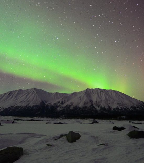 Northern lights over McCarthy, Wrangell-St. Elias National Park, Alaska.