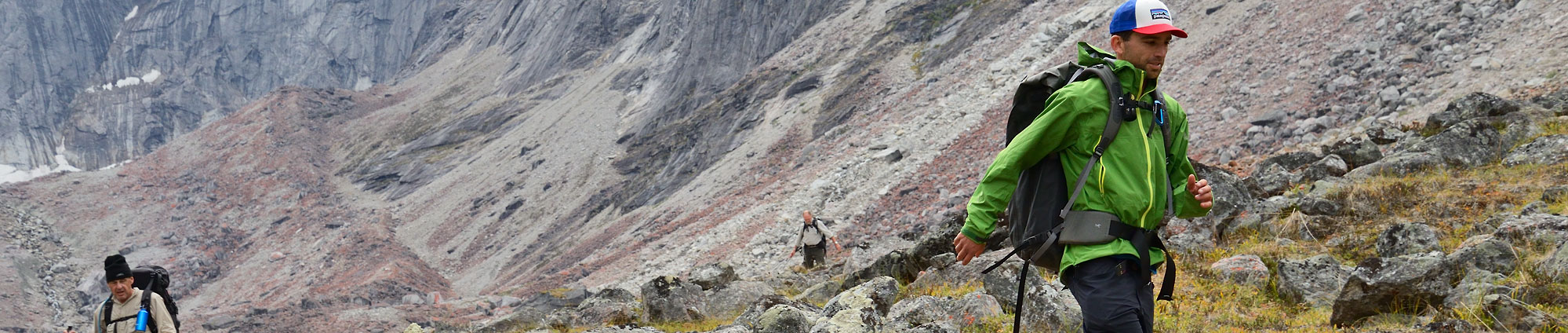 Backpacker wearing Arcteryx Rain Jacket in Gates of the Arctic National Park, Alaska.