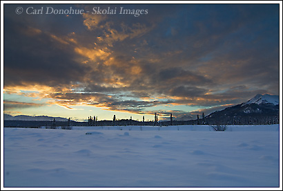Winter sunset, Wrangell-St. Elias National Park, Alaska.