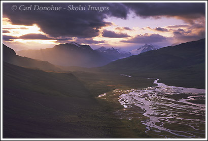 Sunset over Skolai pass, Wrangell-St. Elias National Park, Alaska.