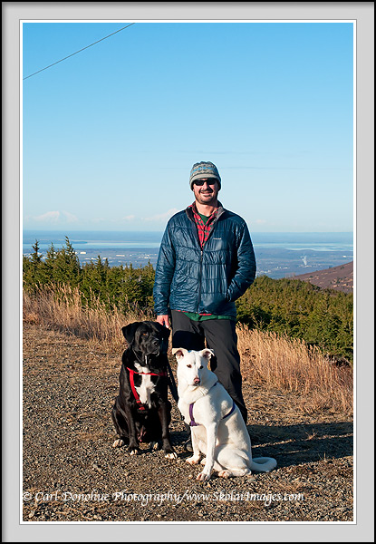 Sporting a Montbell Thermawrap synthetic fill jacket in Powerline Pass, with friends