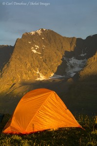 MSR Hubba tent, campsite in Chugach Mountains.