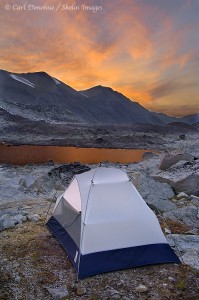 Sunset over a tarn, Wrangell-St. Elias National Park, Alaska.