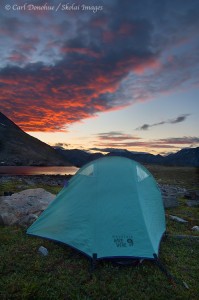 Backcountry campsite in the Chugach mountains, Wrangell-St. Elias National Park and Preserve. From the Iceberg Lake to Bremner Mines trip.