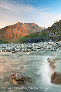 A waterfall in a small stream near the Upper Marsh Fork River, Brooks Range mountains, Arctic National Wildlife Refuge (ANWR), Alaska.