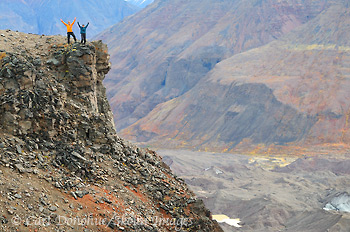 Hiking above the Jacksina Glacier, Wrangell-St. Elias Park, Alaska. Hiking above the Jacksina Glacier