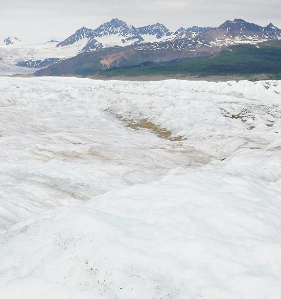 Hiking on Nizina Glacier Wrangell-St. Elias National Park, Alaska.