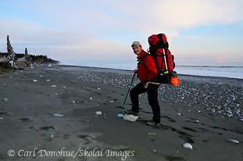 Backpacking on the coast, Wrangell-St. Elias National Park and Preserve, Alaska.