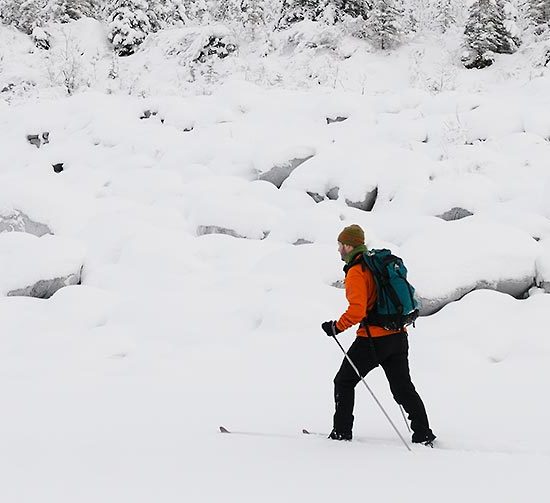 Snowshoeing and skiing trip Wrangell-St. Elias National Park, Alaska.