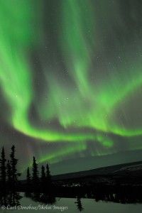Aurora borealis, or northern lights, winter Alaska.