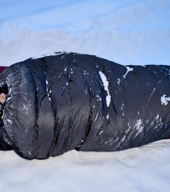 Camper sleeping sub-zero temperatures, Alaska winter, Wrangell-St. Elias National Park, Alaska.