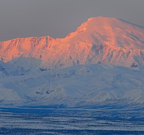 Mount Sanford Wrangell Mountains alpenglow Wrangell - St. Elias National Park, Alaska.