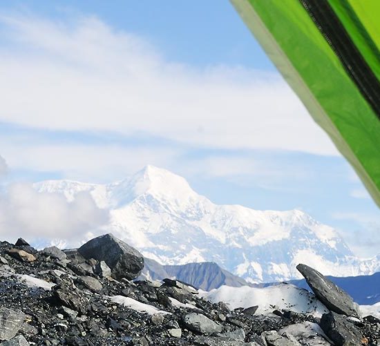 Alaska backpacking trips Malaspina Glacier campsite, Wrangell-St. Elias National Park, Alaska