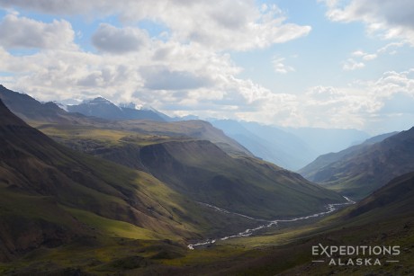 Part of the Goat Trail hike, the view down Chitistone Canyon, in Wrangell-St. Elias National Park and Preserve, Alaska.