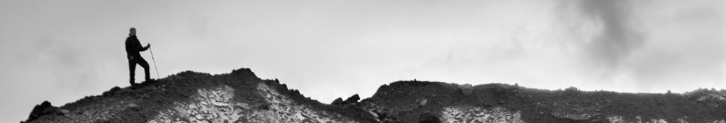 Alaska hiking trips Sanford Plateau Crossing a glacier, Sanford Plateau, Wrangell-St. Elias National Park.