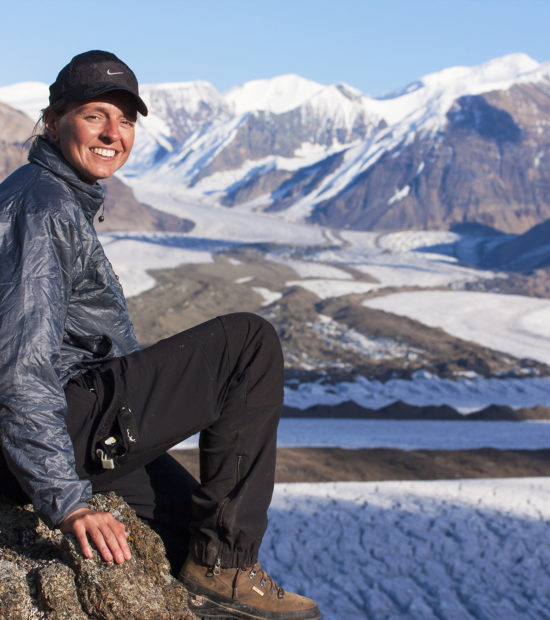 Hiking at Russell Glacier, Skolai pass Basecamp, Wrangell-St. Elias National Park.