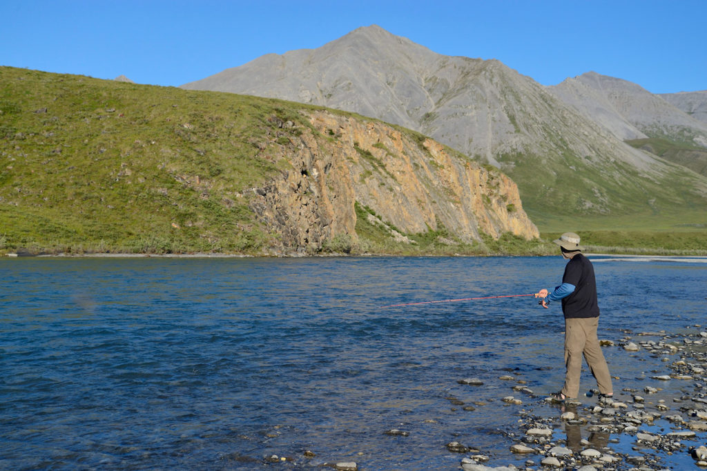 Fishing on the Canning River rafting trip, Arctic National Wildlife Refuge, Alaska.