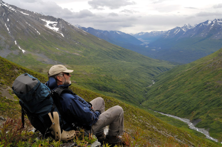 backpacker resting
