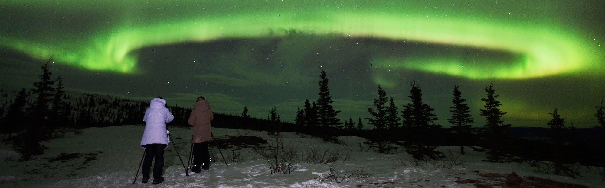 Photographers and northern lights in Central Alaska.