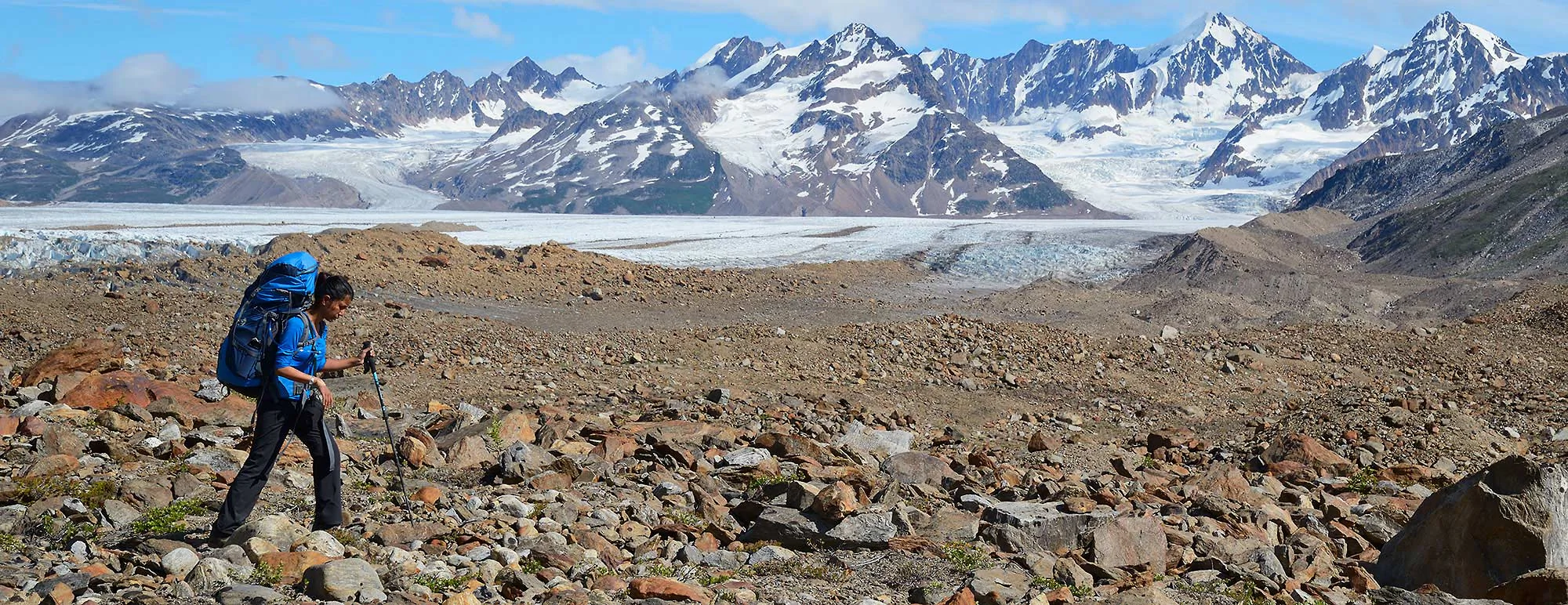 Hiking near Iceberg Lake, Wrangell-St. Elias National Park, Alaska.