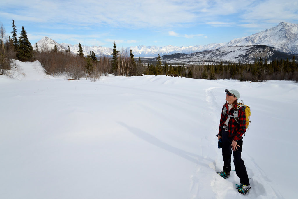 Snowshoeing trip Alaska to Rambler Mine, Nabesna, Wrangell-St. Elias National Park, Alaska.