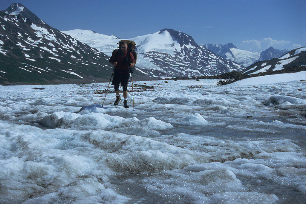 Alaska Camping Trip to Hiking a glacier near Iceberg Lake.