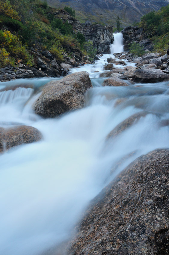 Gates of the Arctic National Park guided backpacking trips Waterfall in brooks Range, Gates of the Arctic trip photos, Alaska.