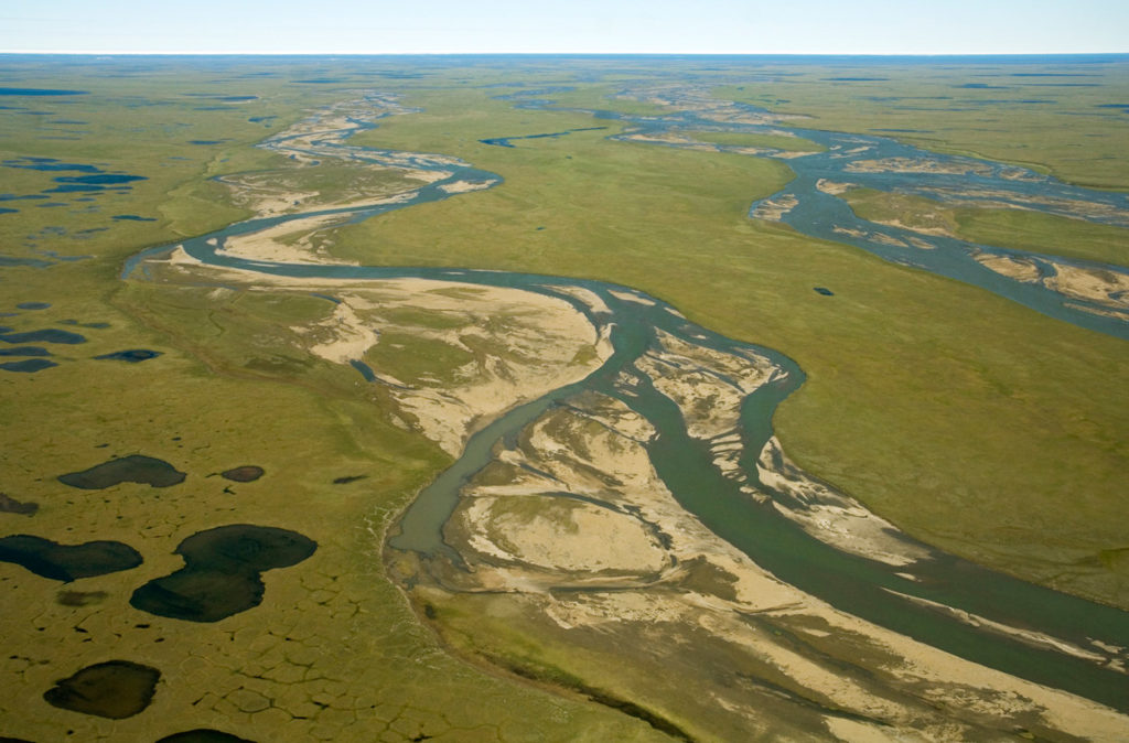 Aerial photo of the Coastal Plain of Arctic National Wildlife Refuge photos, ANWR, Alaska.