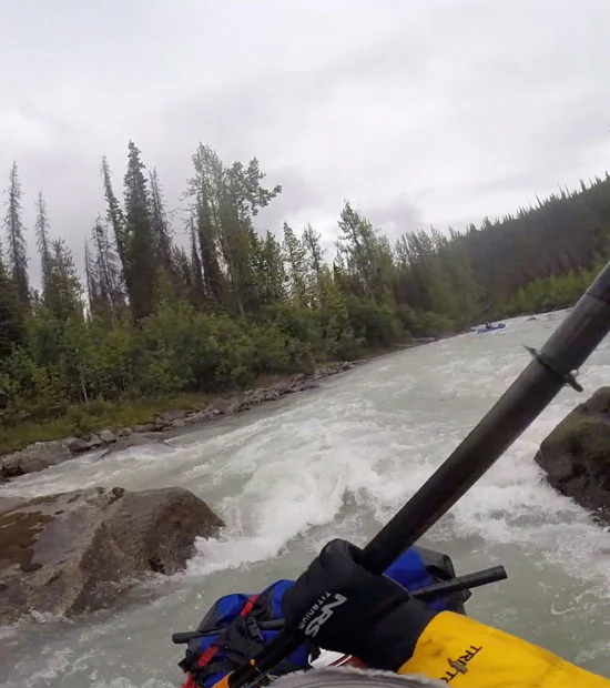 Packrafting trip on Lakina River, Wrangell-St. Elias National Park, Alaska.