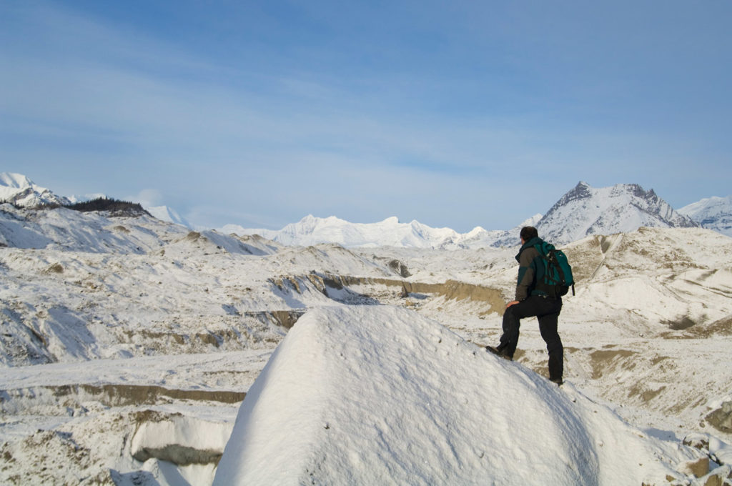 Alaska hiking trips winter trip in Kennicott Alaska.