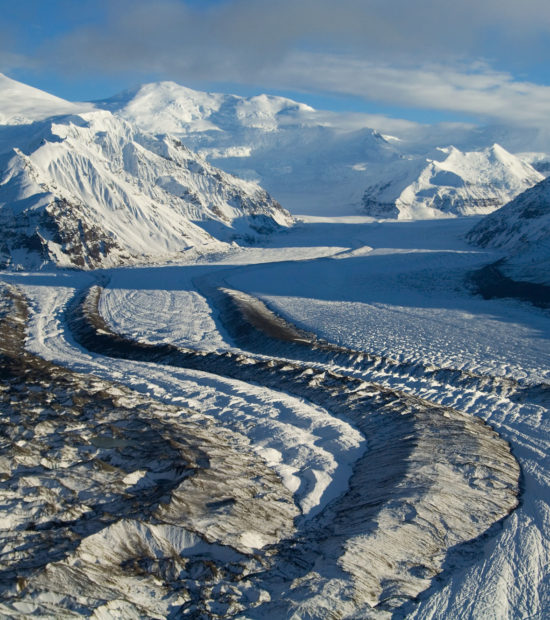 Aerial photography tour in Wrangell-St. Elias National Park, Alaska.