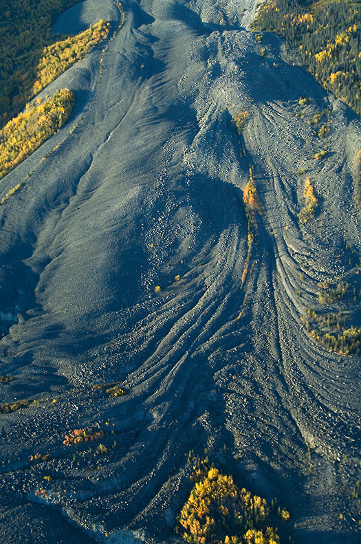 Sourdough Rock Glacier, Fall colors, Aerial photo, Wrangell - St. Elias National Park, Alaska.