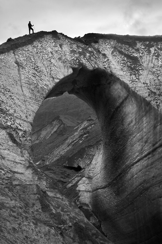 Ice Arch Sanford Glacier Wrangell-St. Elias National Park hiking, Alaska.