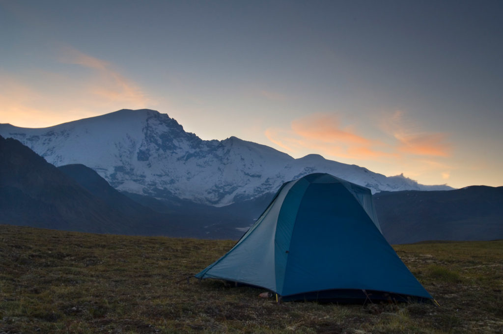 Sanford Plateau hiking trip camped beneath Mount Sanford.