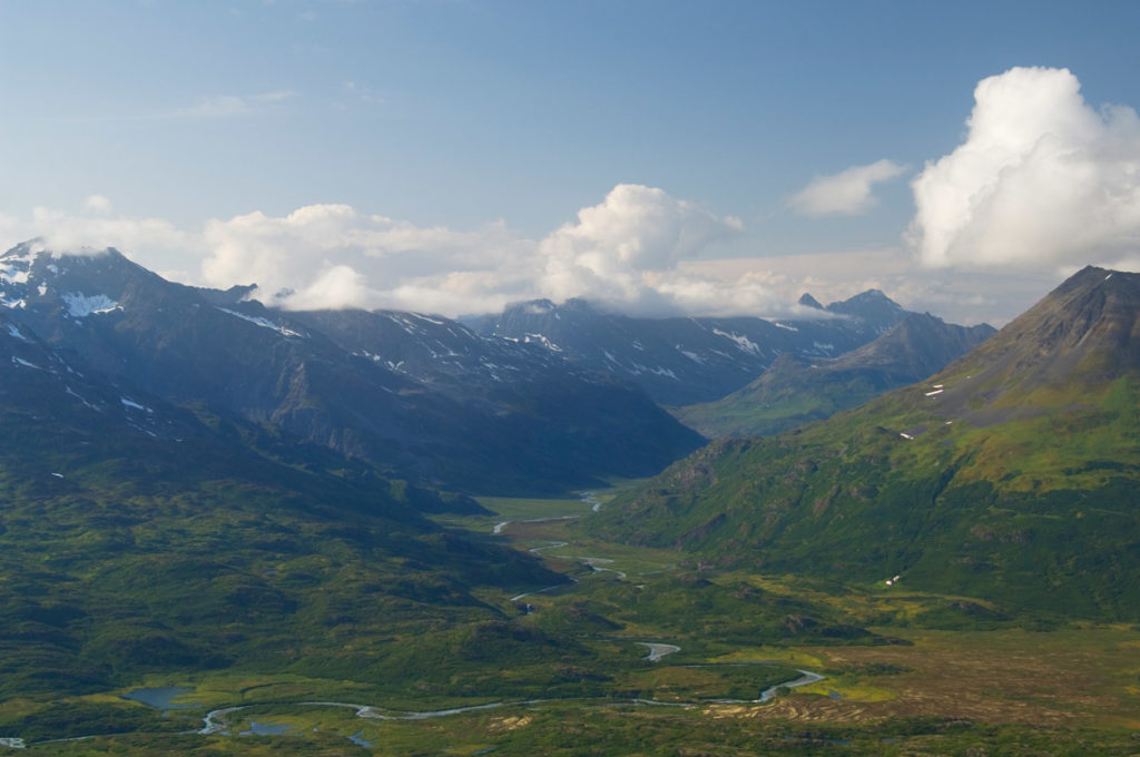 View near Tebay Lakes Wrangell - St Elias National Park Alaska backpacking trips.