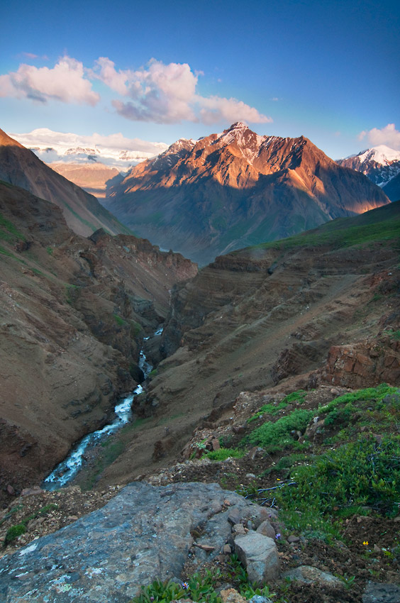 View across Chitistone Canyon and University Range, Wrangell-St. Elias National Park backpacking trip, Alaska.