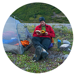 Camping on Hidden Creek backpacking trip, Wrangell-St. Elias National Park, Alaska.