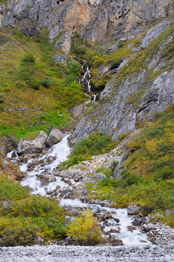 A waterfall along Hidden Creek, Wrangell-St. Elias National Park, Alaska.