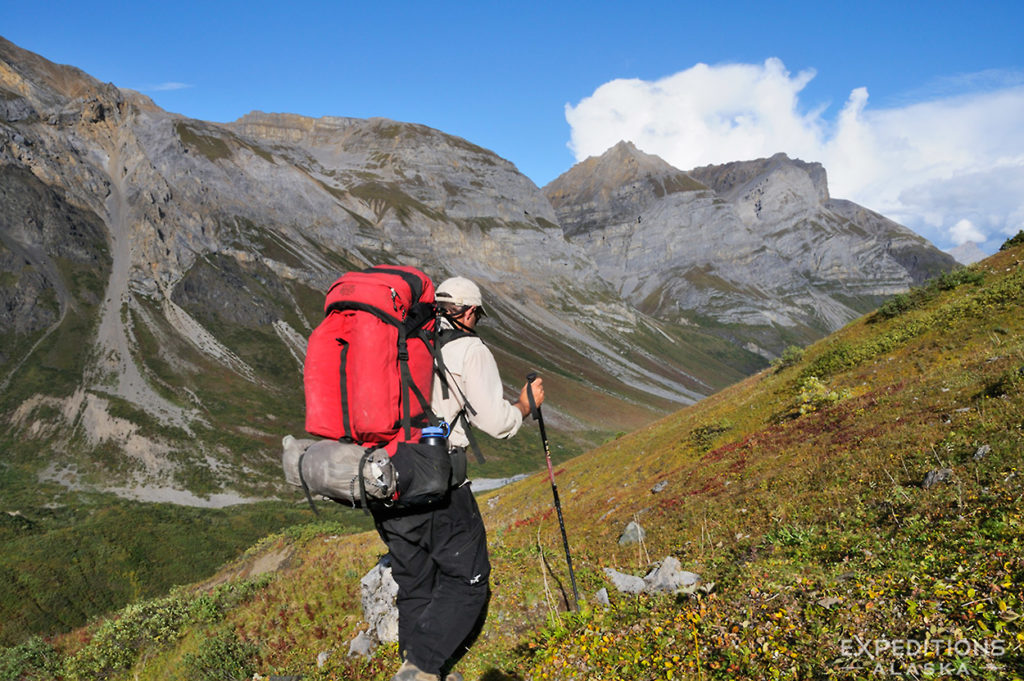 And off goes your guide down Hidden Creek, Wrangell-St. Elias National Park, Alaska.