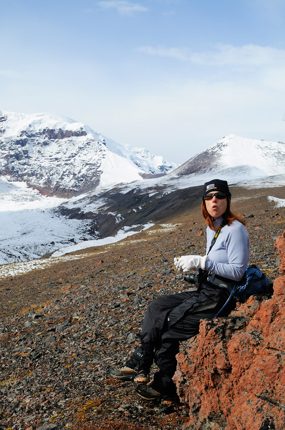 Lunchtime on hiking trip in Wrangell-St. Elias National Park, Alaska.