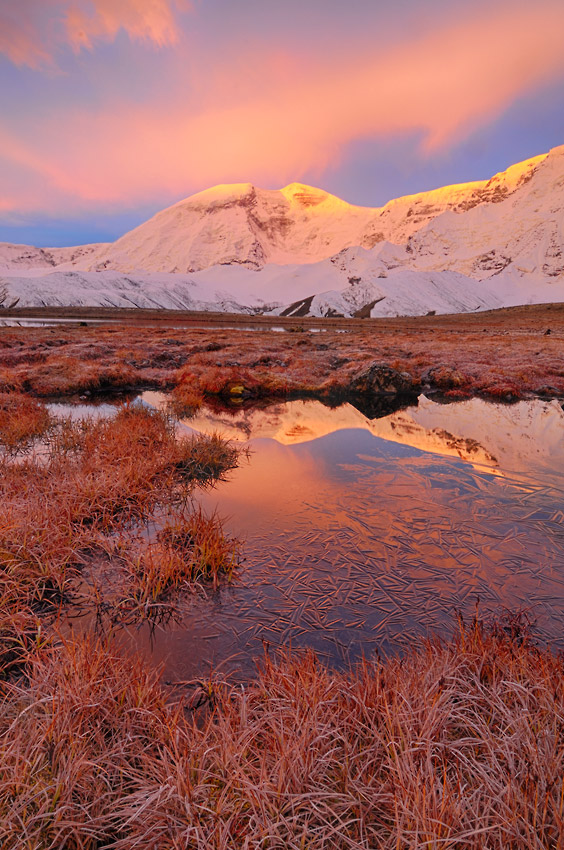 Sunrise on Mt. Jarvis in Wrangell-St. Elias National Park hiking trips, Alaska.