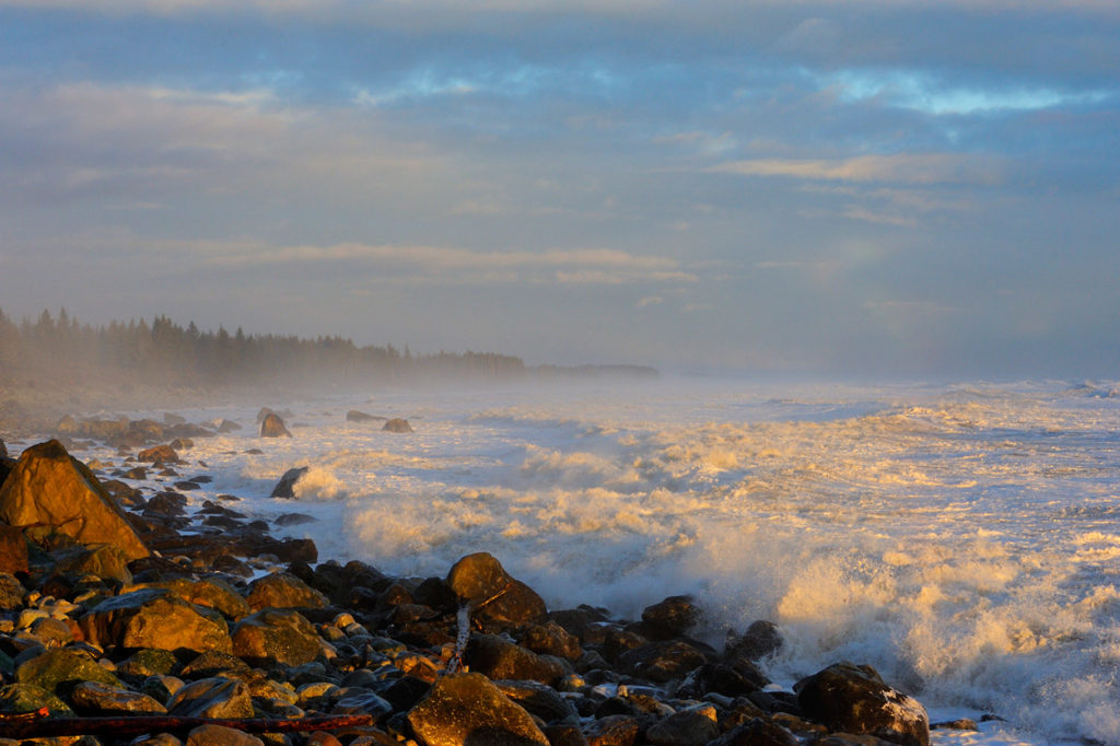 Storm surge of Pacific Coast Lost Coast backpacking trip, Wrangell-St. Elias National Park Alaska.