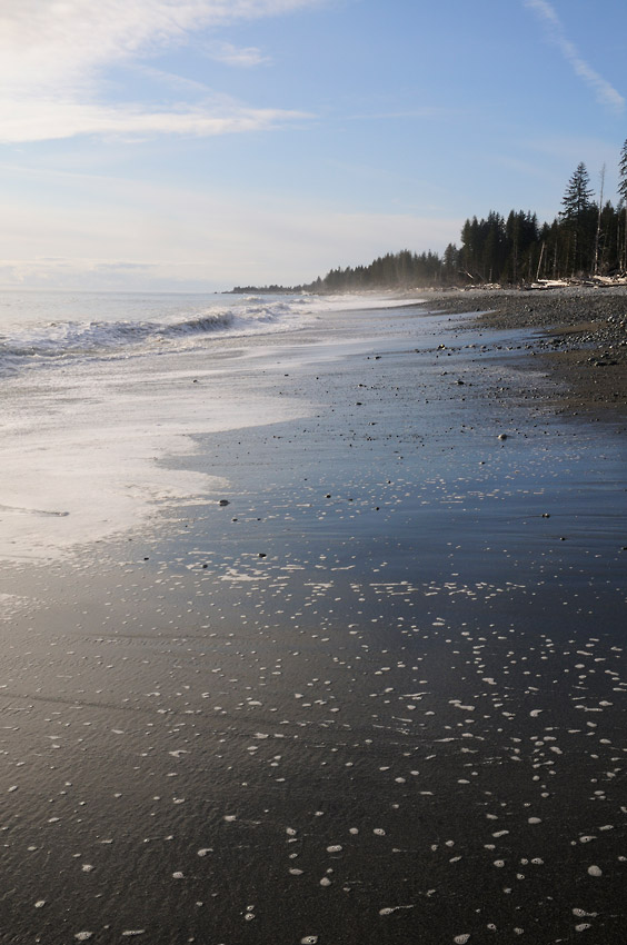 The Lost Coast backpacking trip beach shoreline Wrangell-St. Elias National Park, Alaska.