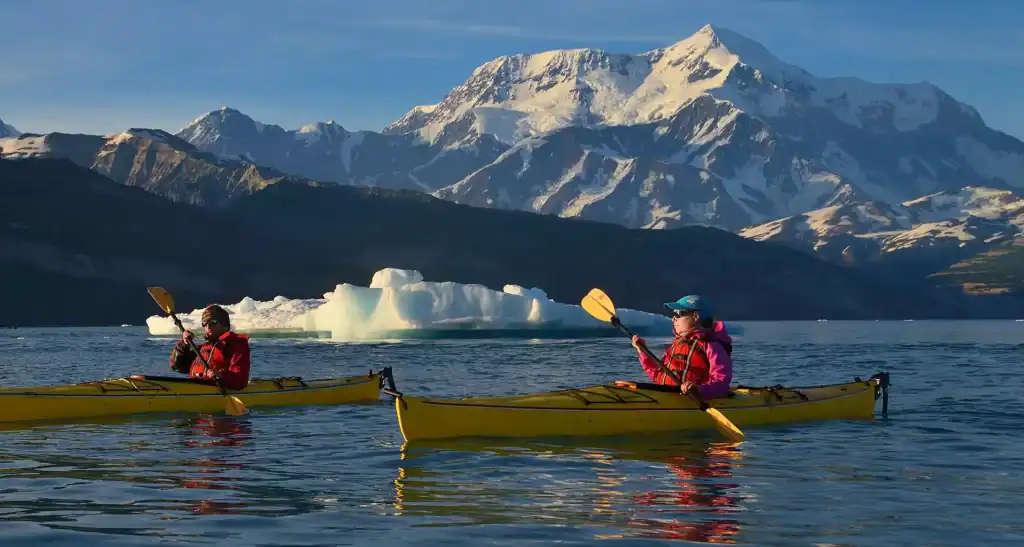 Sea Kayaking Icy Bay, Mt. St. Elias, Wrangell-St. Elias National Park, Alaska.