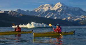 Sea Kayaking Icy Bay, Mt. St. Elias, Wrangell-St. Elias National Park, Alaska.