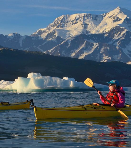 Sea Kayaking Icy Bay, Mt. St. Elias, Wrangell-St. Elias National Park, Alaska.