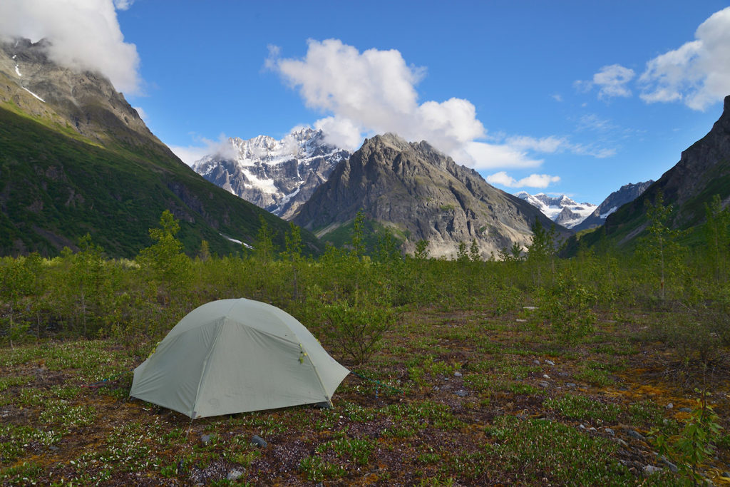Lakina river campsite, Wrangell-St. Elias National Park, Alaska.