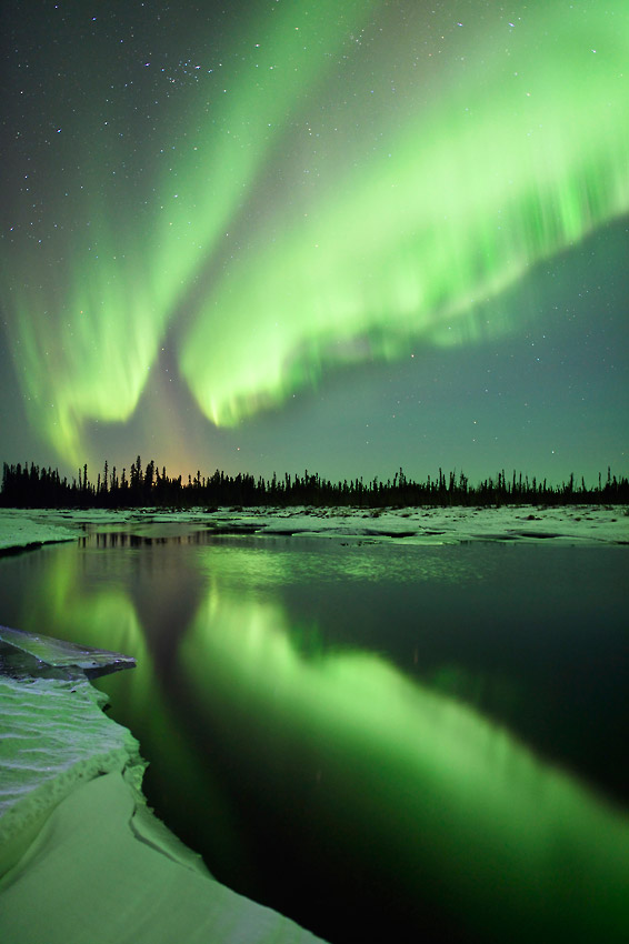 Alaska Aurora borealis photo tour vertical photo.