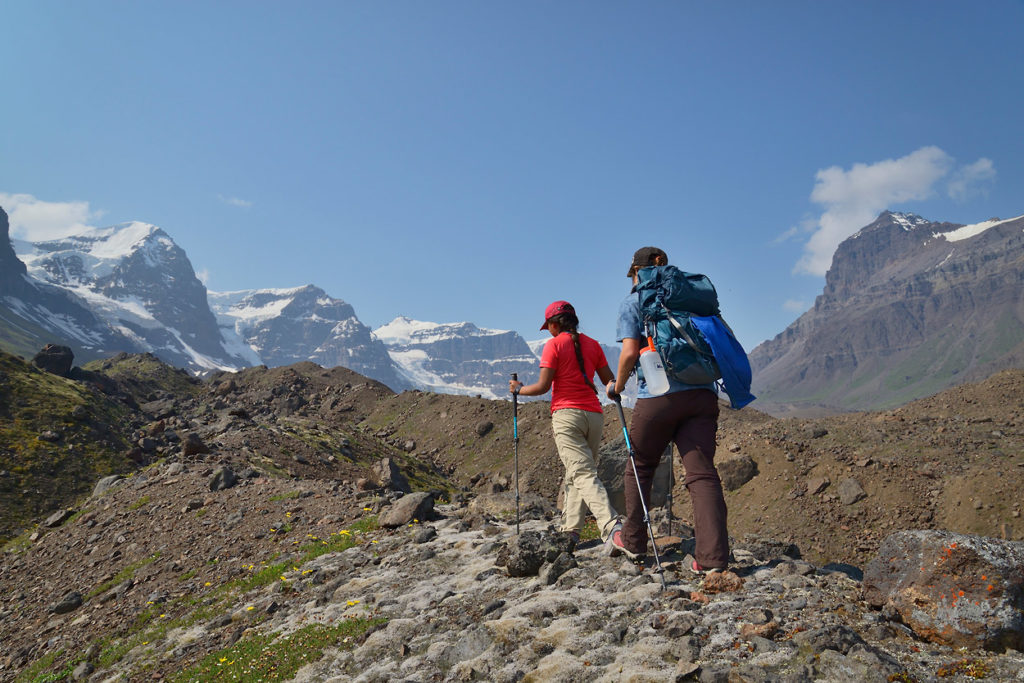 Alaska camping trip hiking hole in the Wall at Skolai pass Wrangell-St. Elias National Park Alaska.